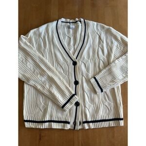 Becool Ivory Cable Knit Sweater Cardigan Women's Sz S/M Workwear Casual